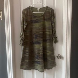 💐Camouflage quarter sleeve T-shirt dress